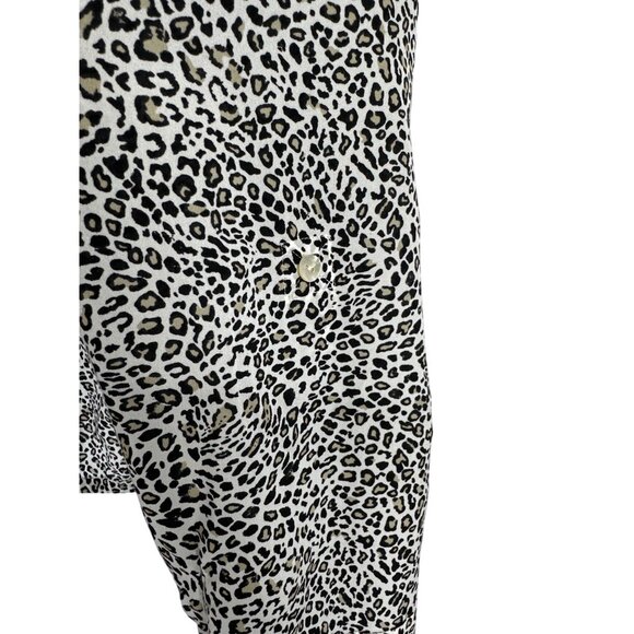 Chico's Leopard Print Button-Up Roll Tab Sleeve Tie Hem Blouse Womens Sz 1 US M - Picture 7 of 14